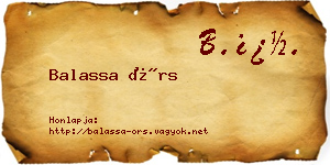 Balassa Örs névjegykártya